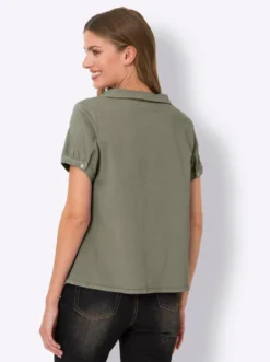 Jeansbluse mit Bubikragen