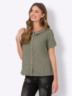 Jeansbluse mit Bubikragen
