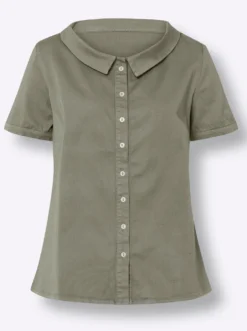 Jeansbluse mit Bubikragen