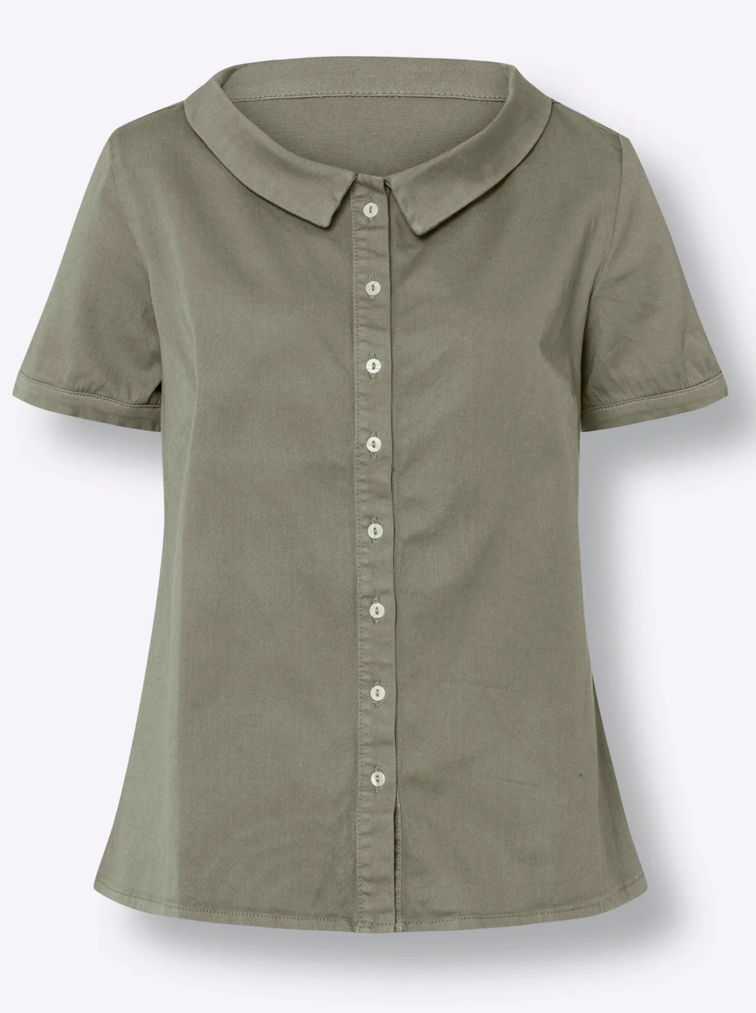Jeansbluse mit Bubikragen