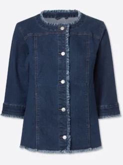 Jeansjacke mit Fransen