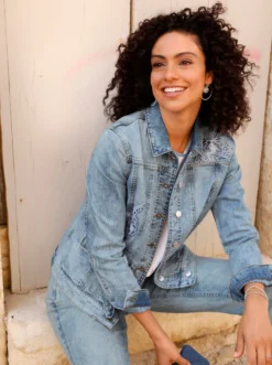 Jeansjacke mit Umlegekragen