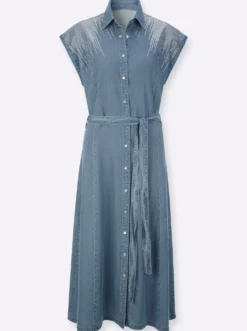 Jeanskleid mit Glitzersteinchen vorne und hinten