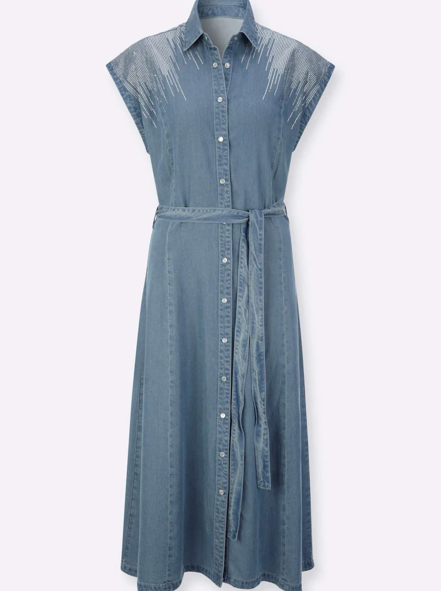 Jeanskleid mit Glitzersteinchen vorne und hinten