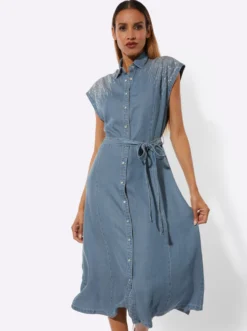 Jeanskleid mit Glitzersteinchen vorne und hinten
