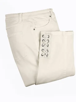 3/4-Jeans mit Bändchen-Verzierung