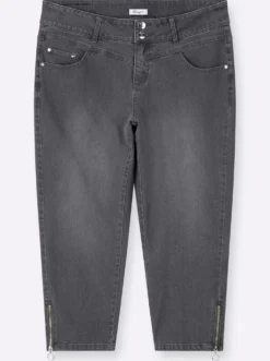 7/8-Jeans mit Zipper am Saum