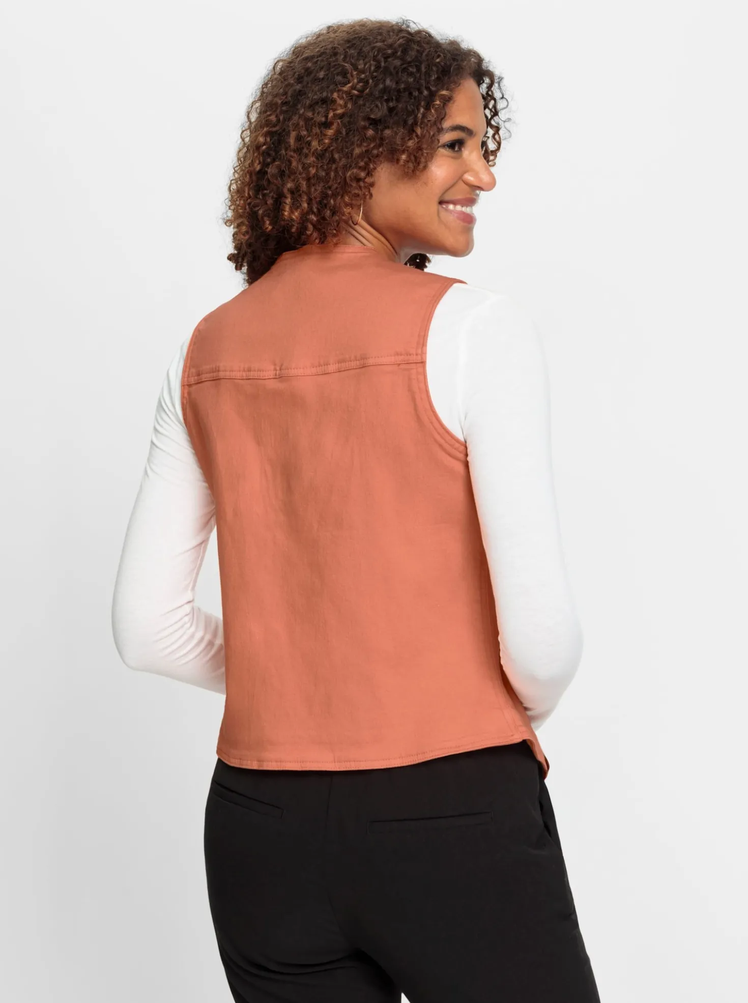 Jeansweste mit spitz zulaufendem Saum