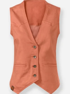 Jeansweste mit spitz zulaufendem Saum