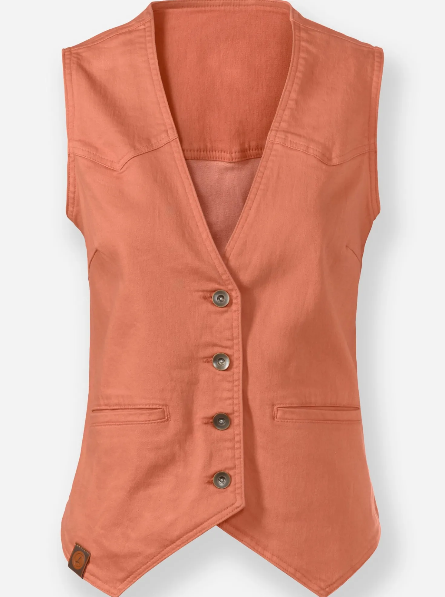 Jeansweste mit spitz zulaufendem Saum