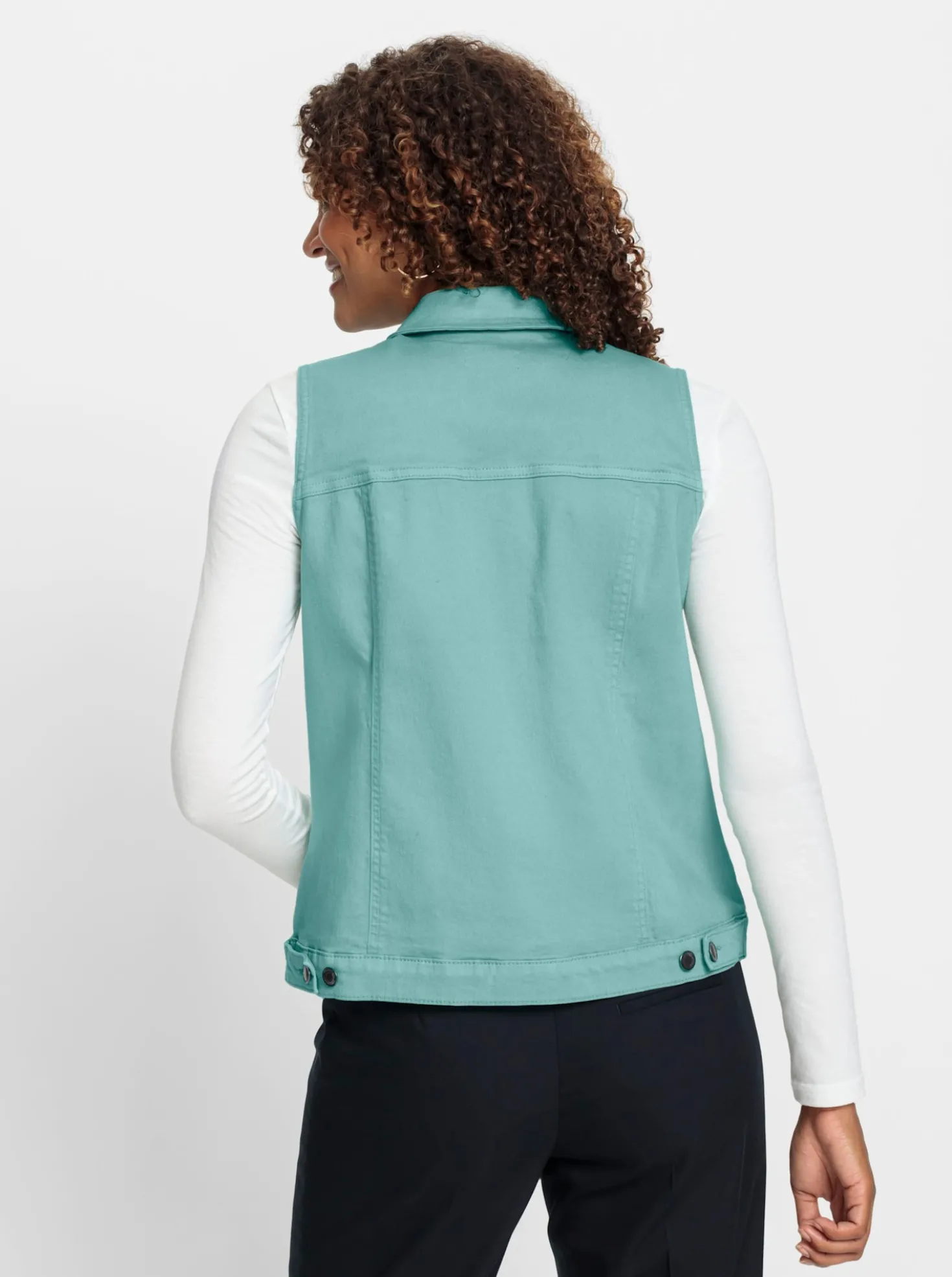Jeansweste mit weitenverstellbarem Saum