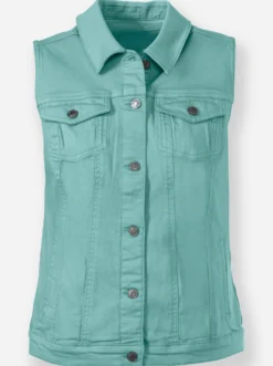 Jeansweste mit weitenverstellbarem Saum