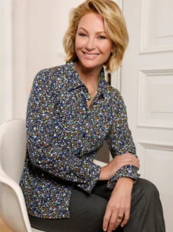 Jersey-Bluse in formstabiler Qualität