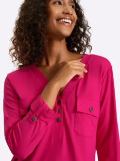 Jersey-Bluse mit Brusttaschen