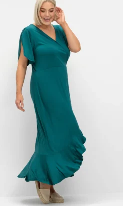 Jerseykleid in Wickeloptik, mit Volantrock