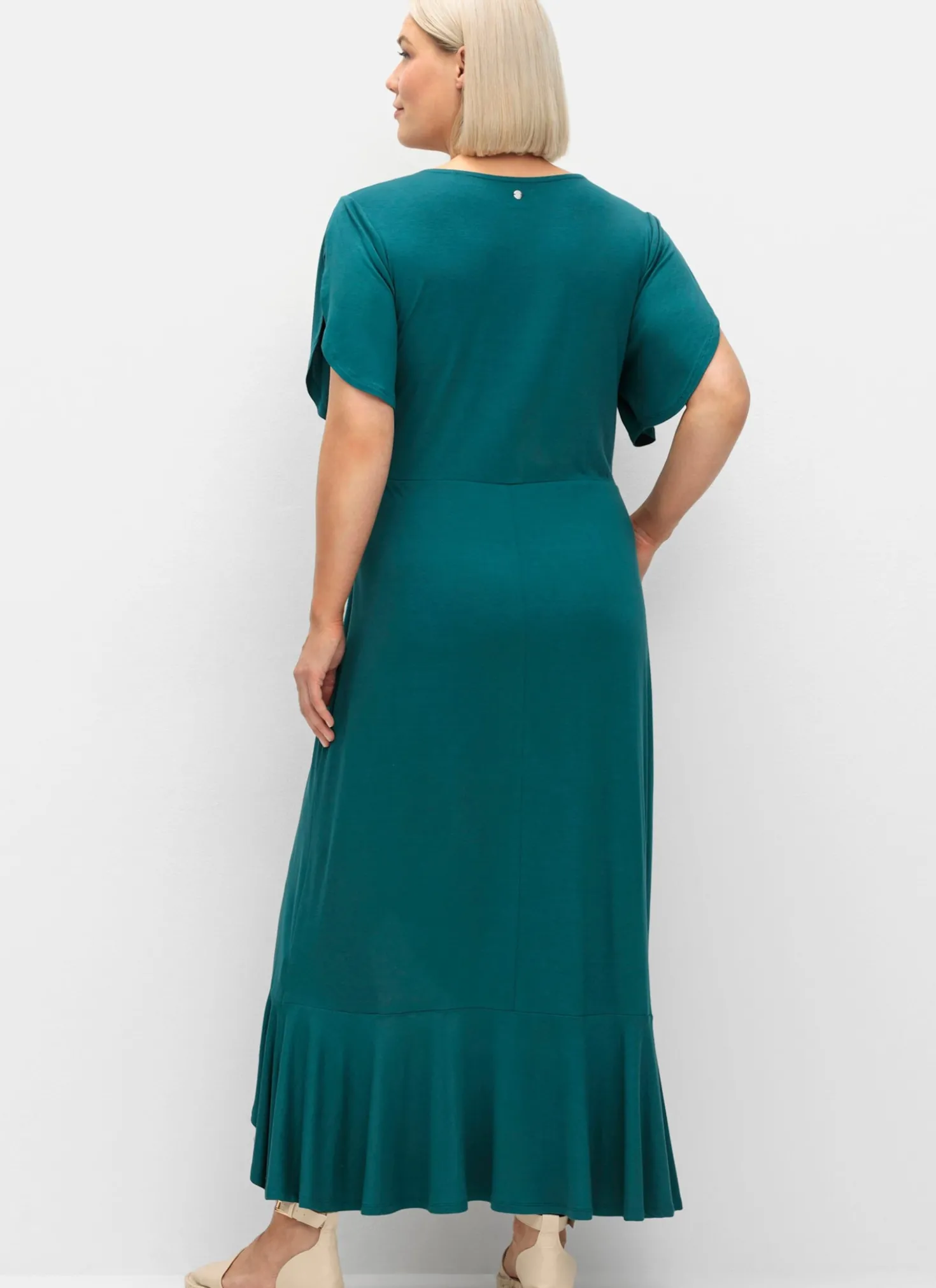 Jerseykleid in Wickeloptik, mit Volantrock
