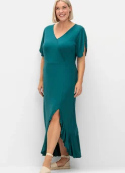 Jerseykleid in Wickeloptik, mit Volantrock