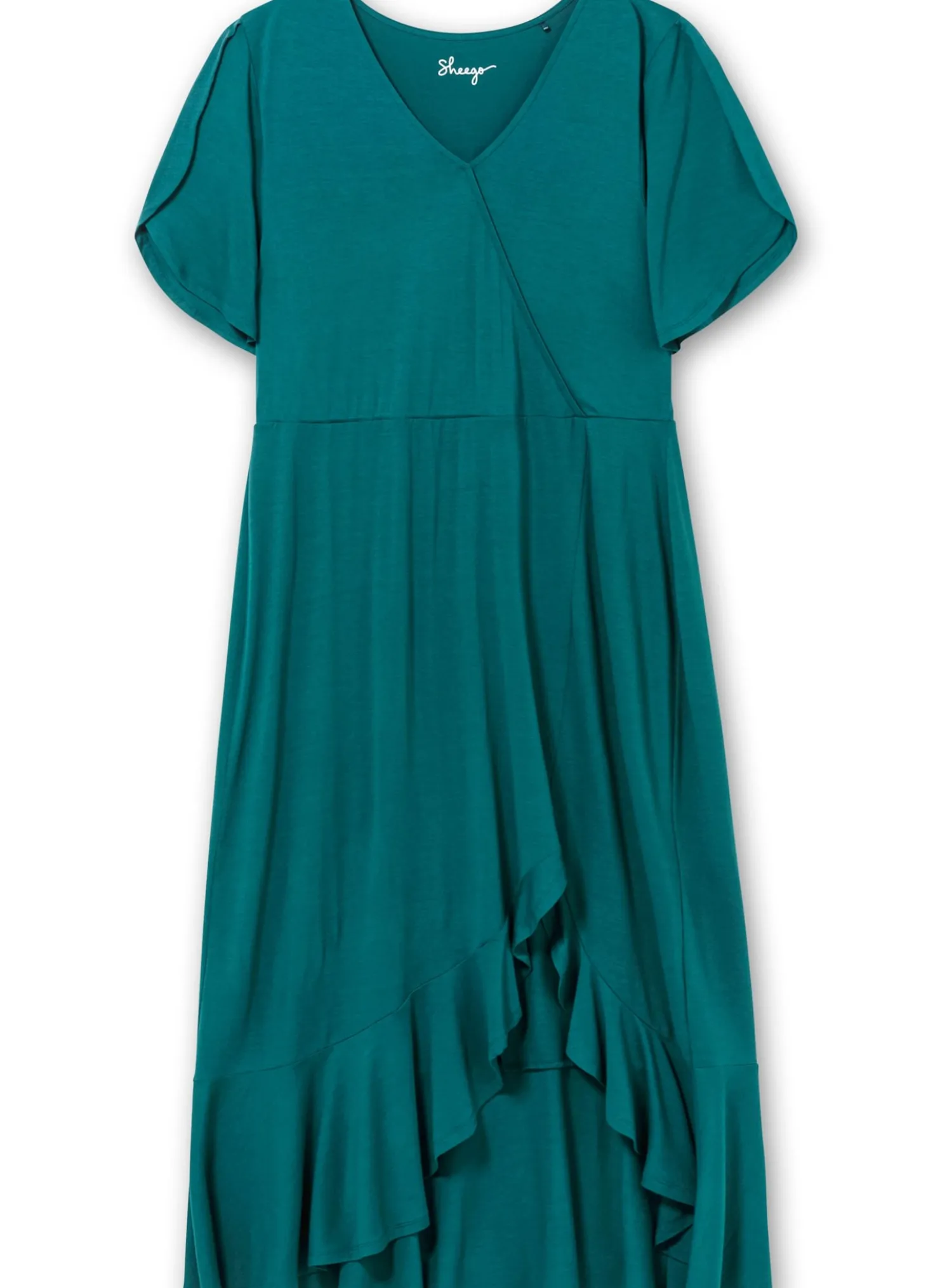 Jerseykleid in Wickeloptik, mit Volantrock