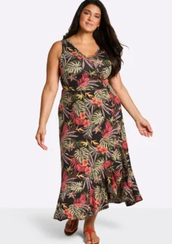 Jerseykleid mit Volant am Saum