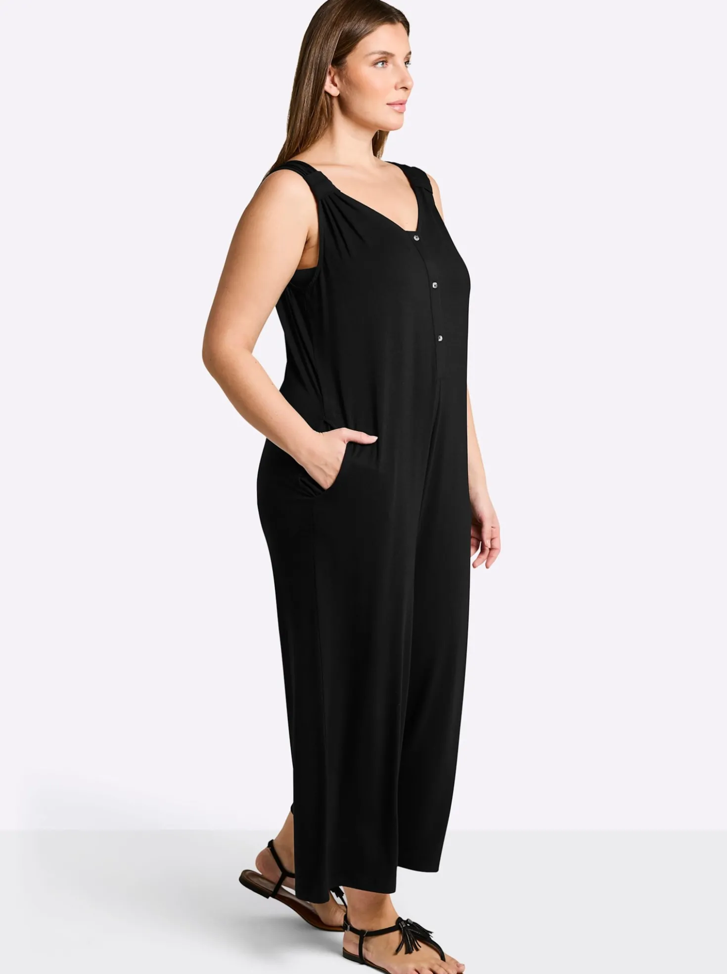 Jumpsuit mit kurzer Knopfleiste