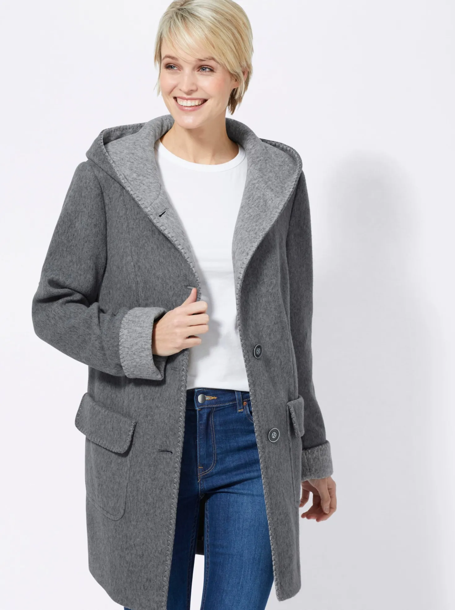 Kapuzenjacke in Woll-Optik