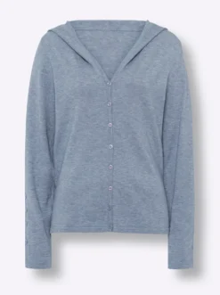 Kapuzenstrickjacke in Feinstrick-Qualität
