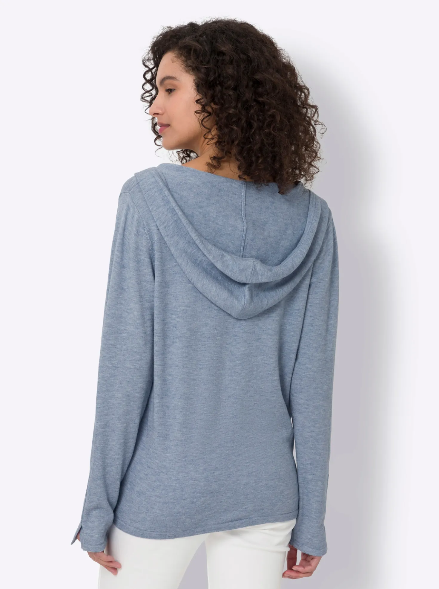 Kapuzenstrickjacke in Feinstrick-Qualität