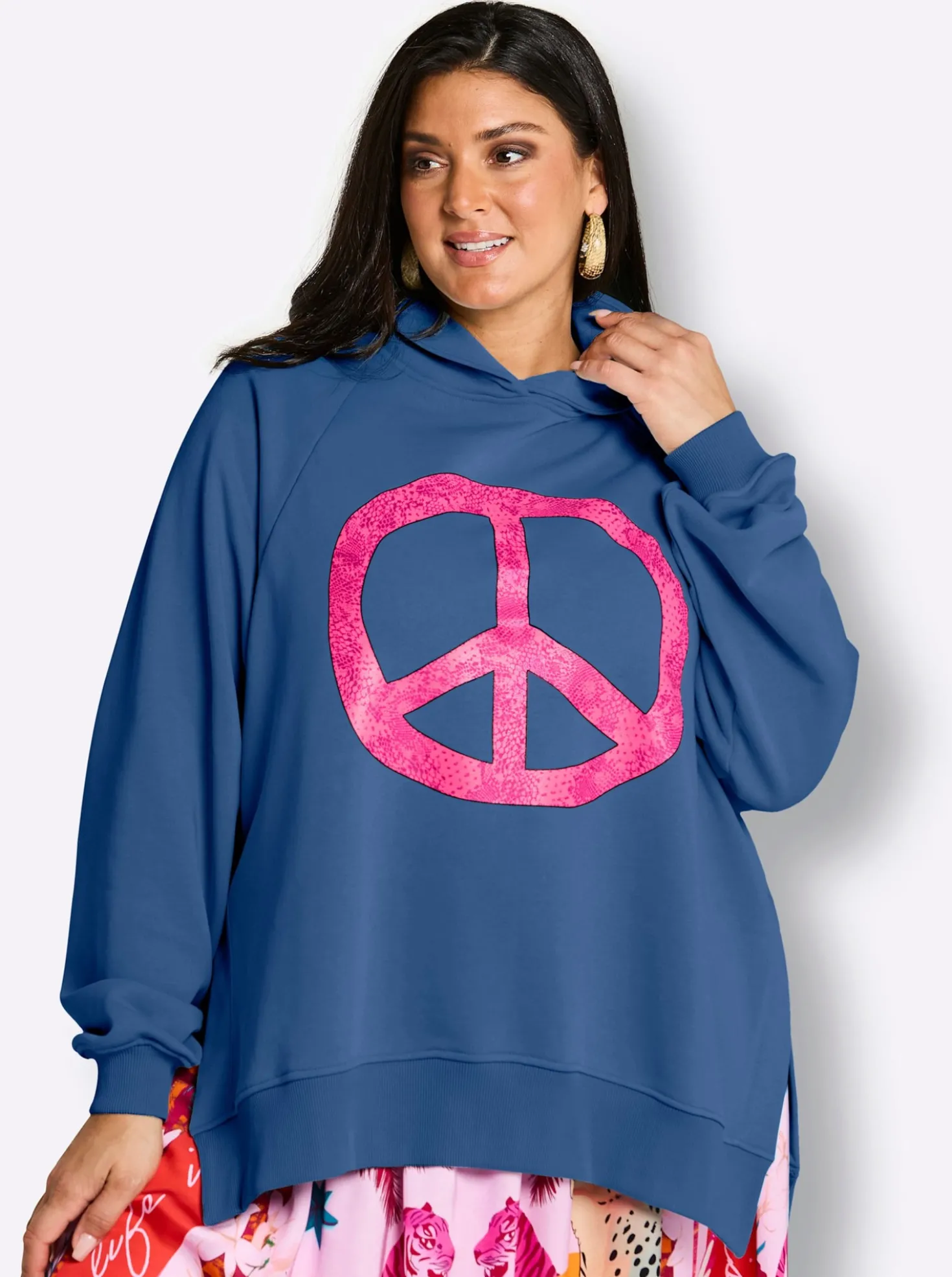 Kapuzensweatshirt mit Neon-Print vorn