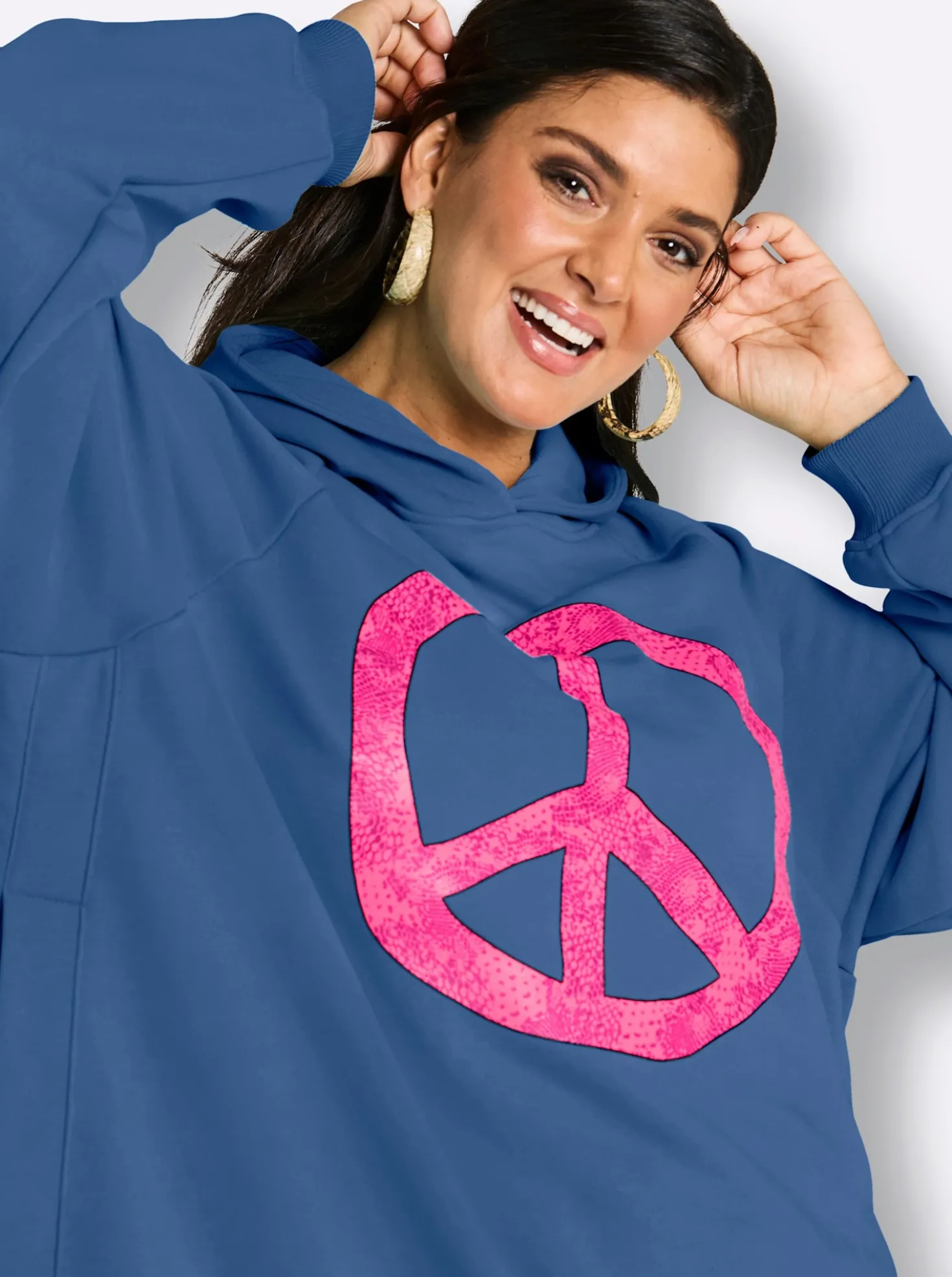 Kapuzensweatshirt mit Neon-Print vorn