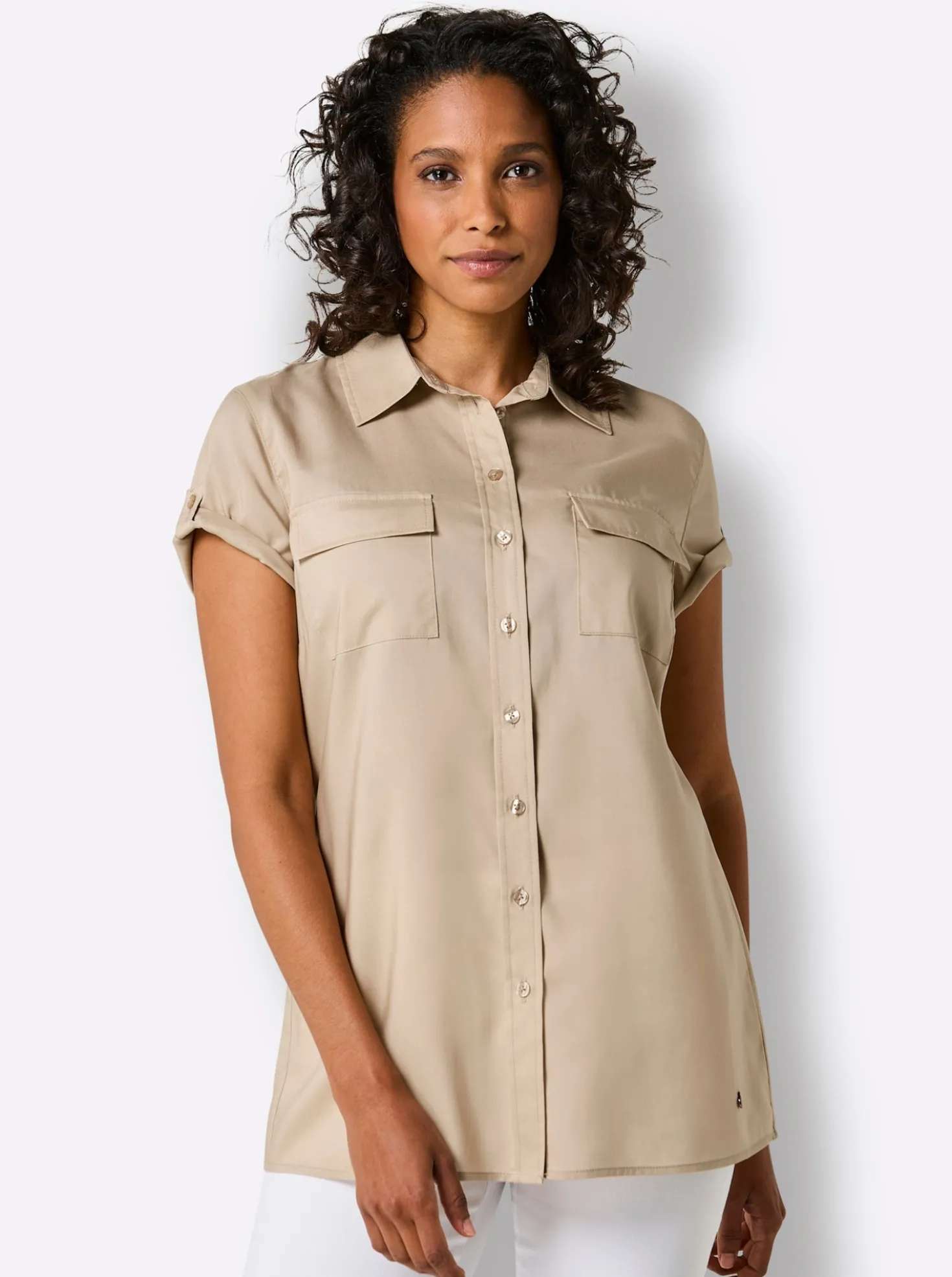 Kurzarm-Bluse aus reinem Lyocell