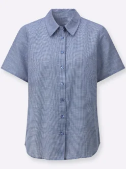 Kurzarm-Bluse mit abgerundetem Saum