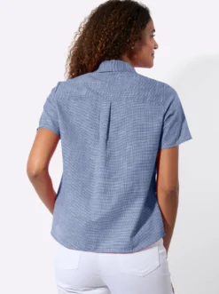 Kurzarm-Bluse mit abgerundetem Saum