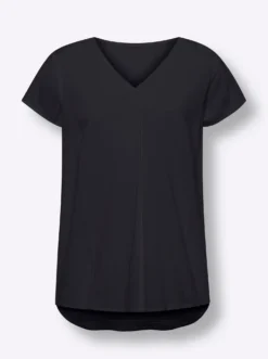 Kurzarm-Bluse mit Leinen-Anteil