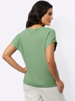 Kurzarmpullover im wertigen Material-Mix