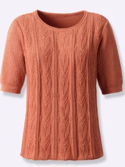 Kurzarmpullover mit Strickmuster-Mix