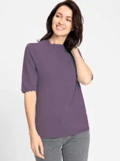 Kurzarmpullover mit Wellenkanten