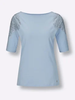 Kurzarmshirt im geschmeidigen Materialmix