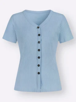 Kurzarmshirt in elastischer Ripp-Qualität