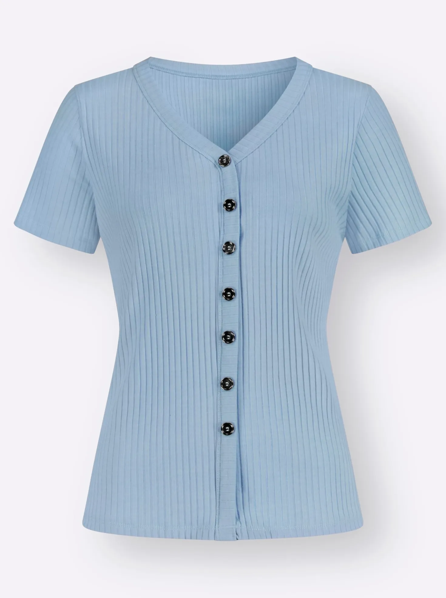 Kurzarmshirt in elastischer Ripp-Qualität
