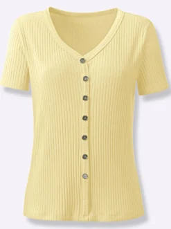 Kurzarmshirt in elastischer Ripp-Qualität