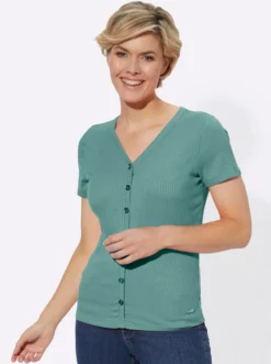 Kurzarmshirt in elastischer Ripp-Qualität
