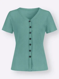 Kurzarmshirt in elastischer Ripp-Qualität