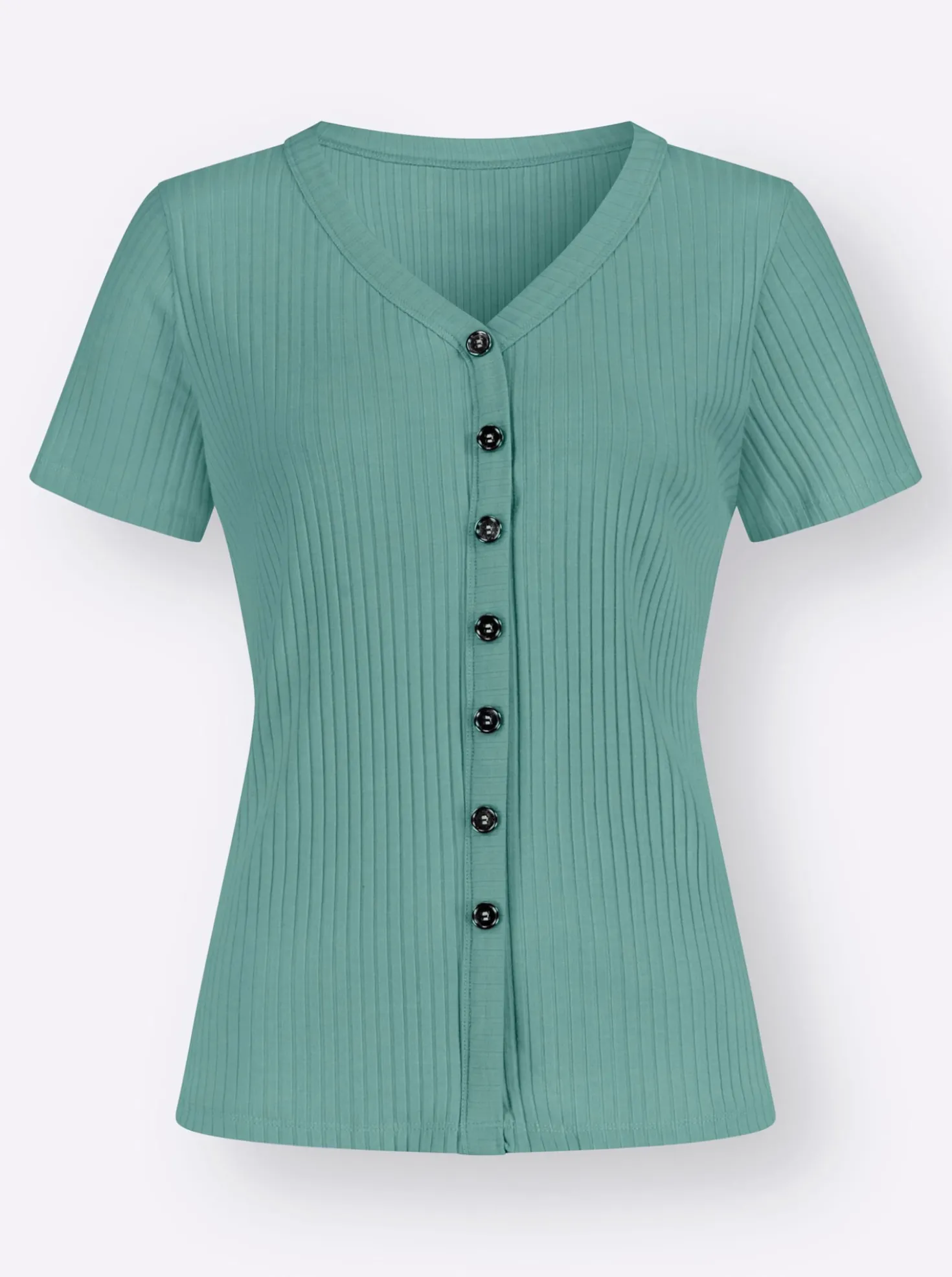 Kurzarmshirt in elastischer Ripp-Qualität