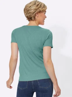 Kurzarmshirt in elastischer Ripp-Qualität