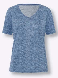 Kurzarmshirt in Melange-Optik