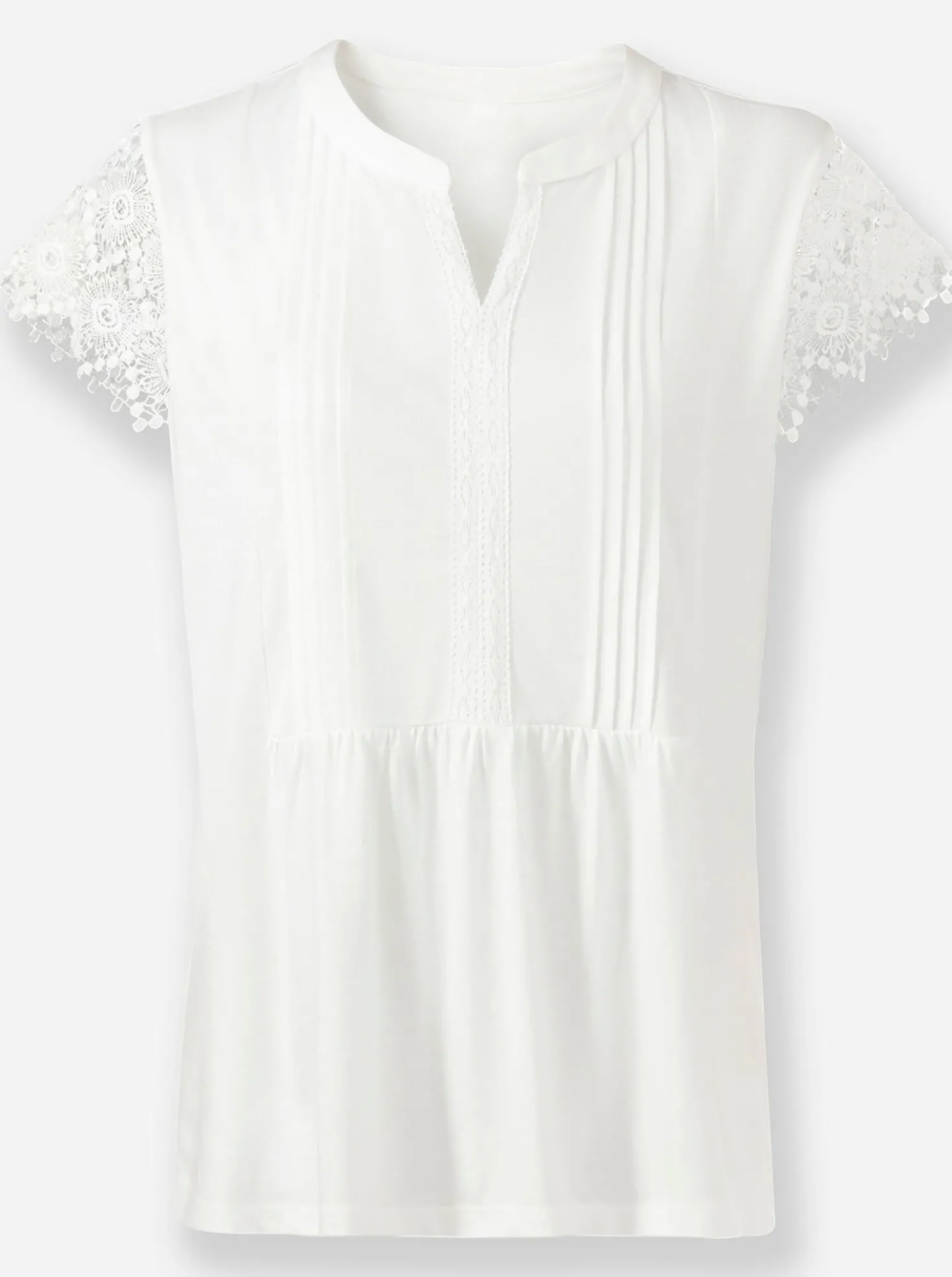 Kurzarmshirt mit Flügelärmeln aus Spitze