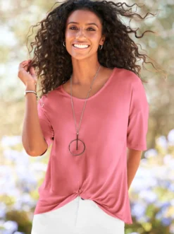 Kurzarmshirt mit Knoten-Optik
