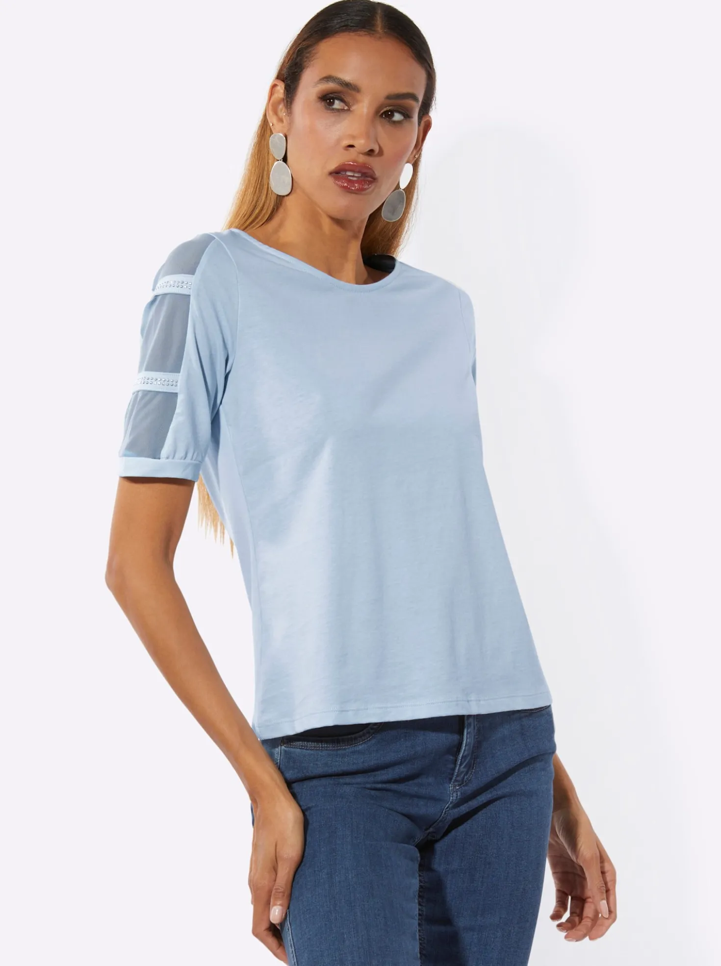 Kurzarmshirt mit Mesh an den Ärmeln