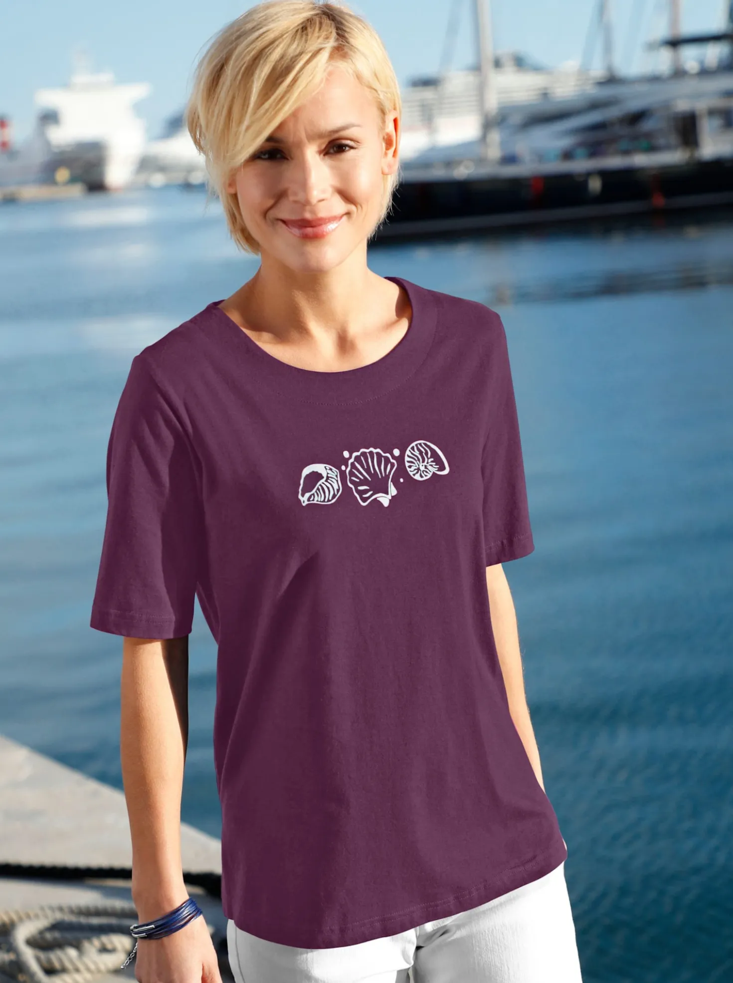 Kurzarmshirt mit Muschel-Druck