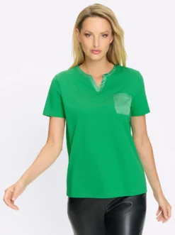 Kurzarmshirt mit Satin-Details